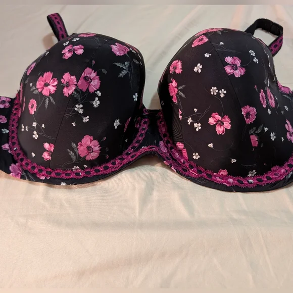 NWT Torrid Black & Pink Floral Bra Size 44DD - Picture 2 of 7